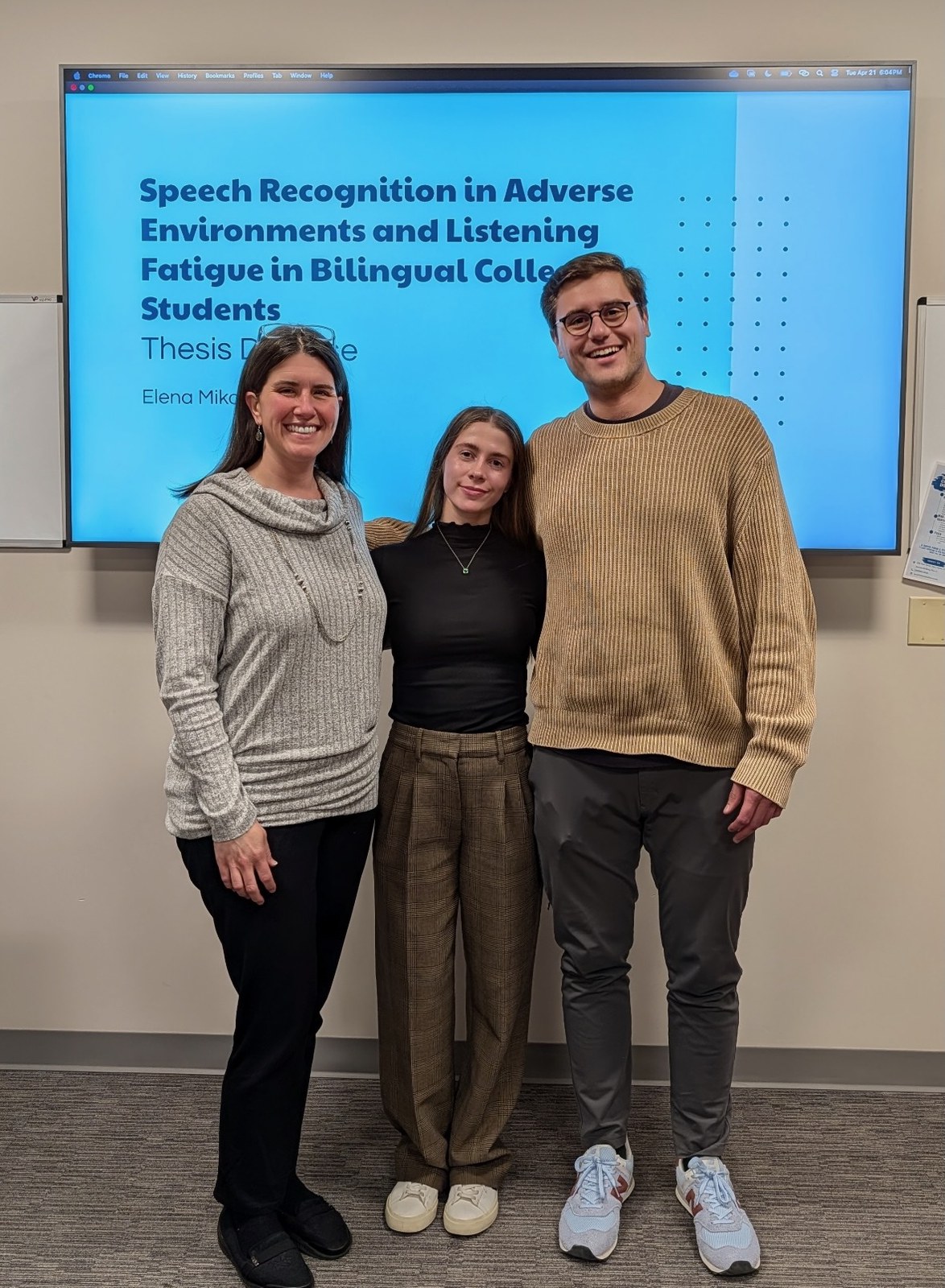 Peter Wasiuk with a student following a research presentation at Southern Connecticut State University